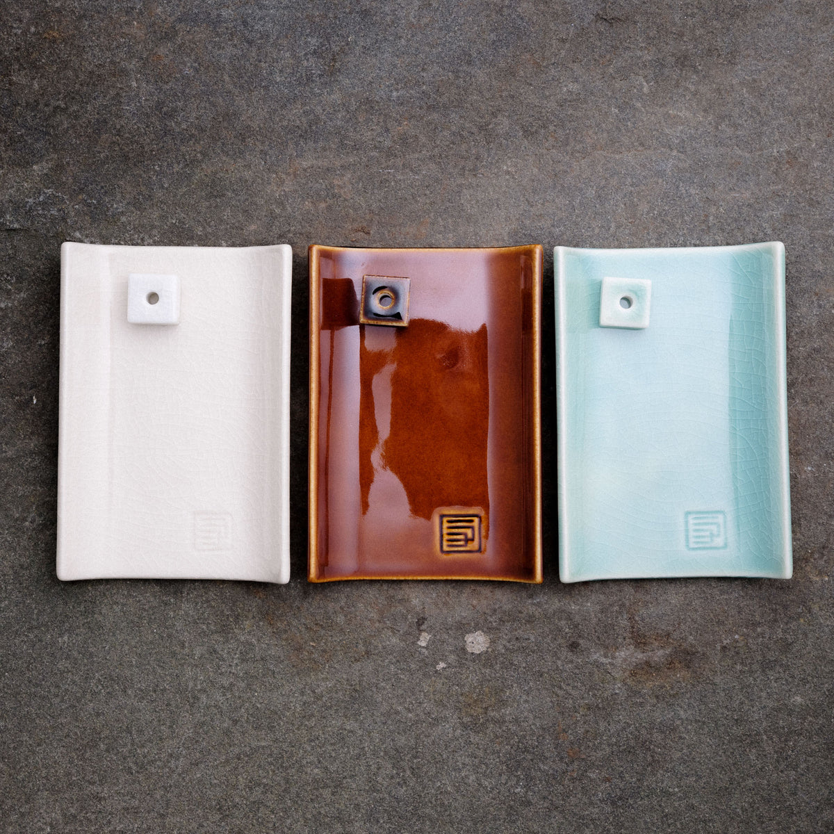 Yukari Handmade Japanese Ceramic Plate with Incense Stand