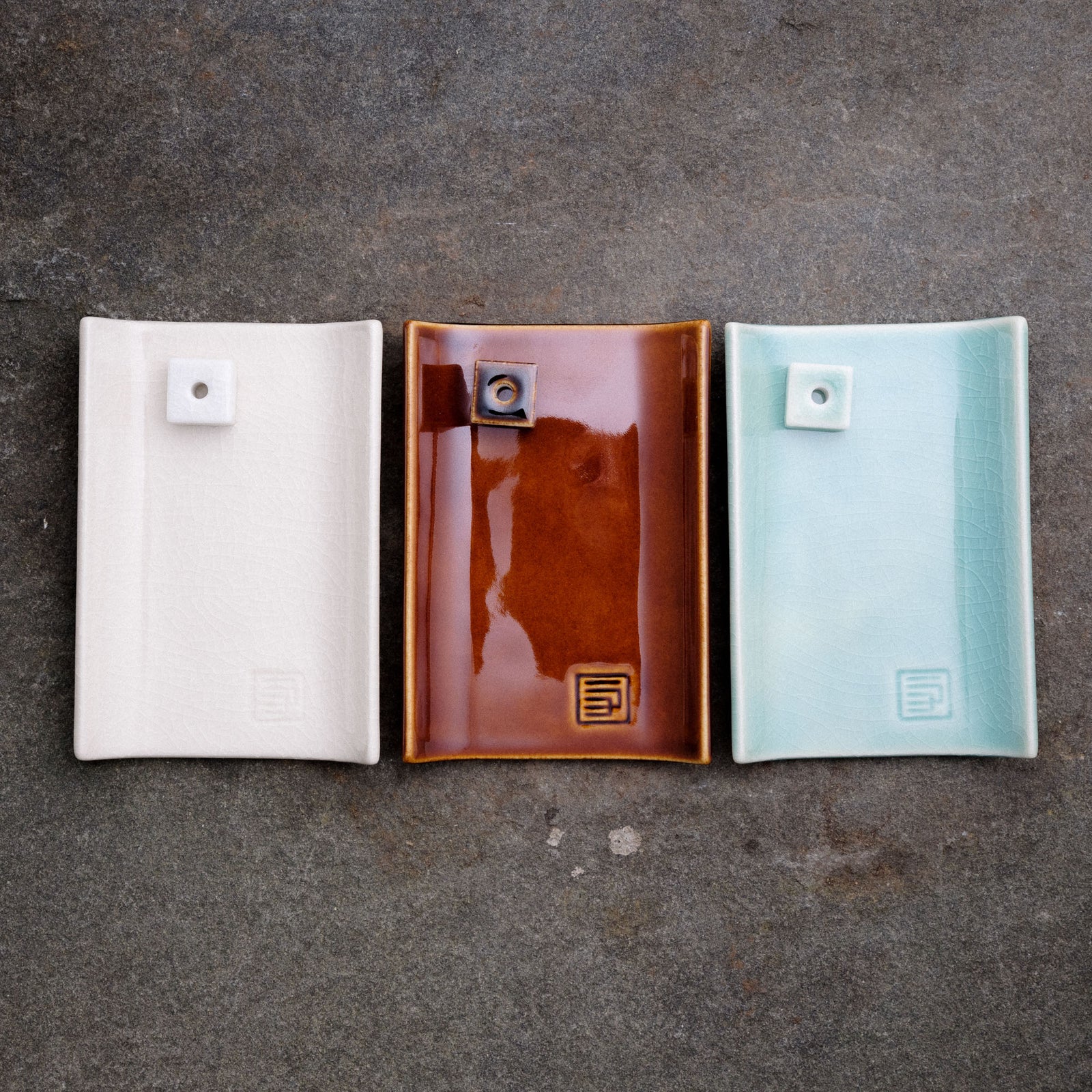 Yukari Handmade Japanese Ceramic Plate with Incense Stand