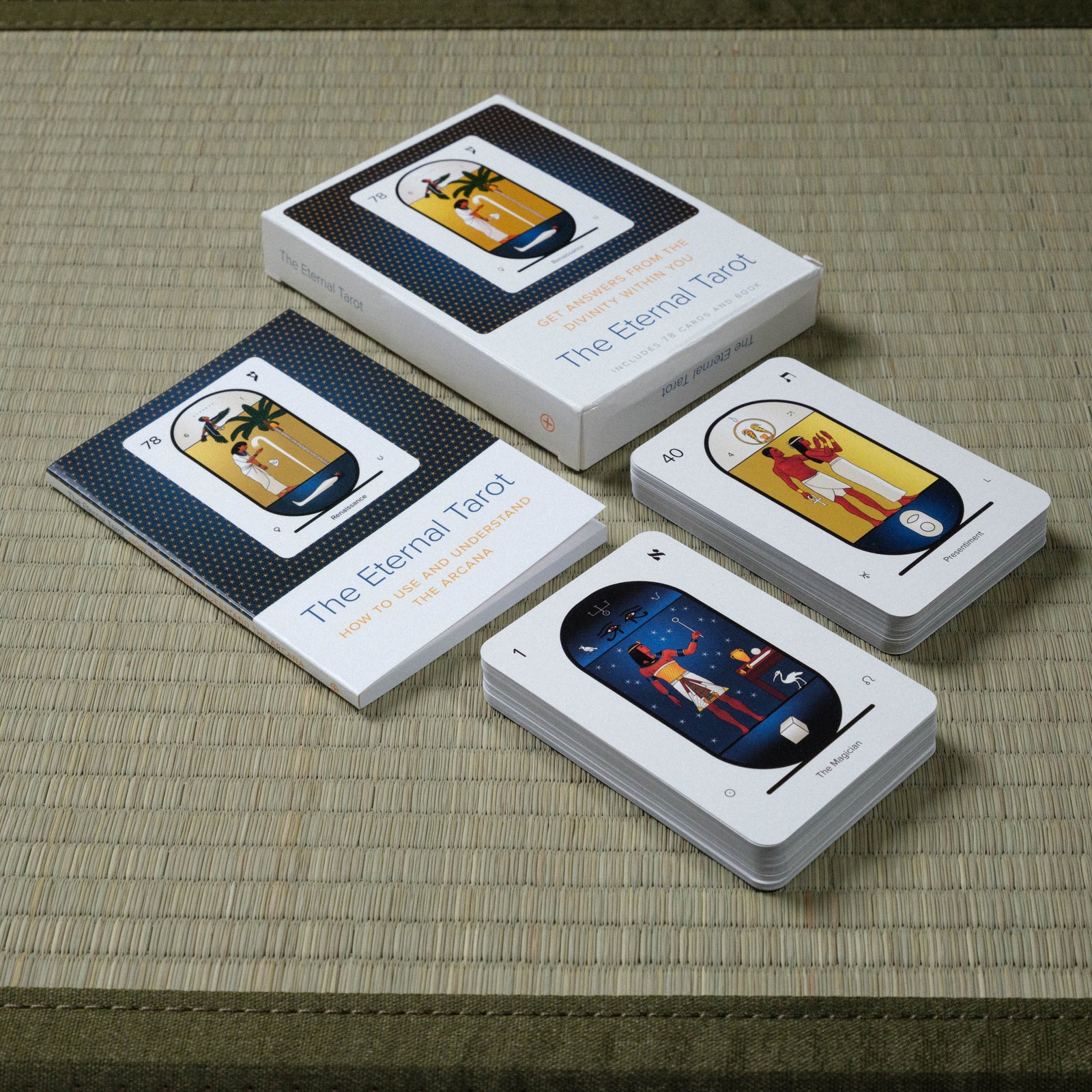 'The Eternal Tarot' cards on a textured surface