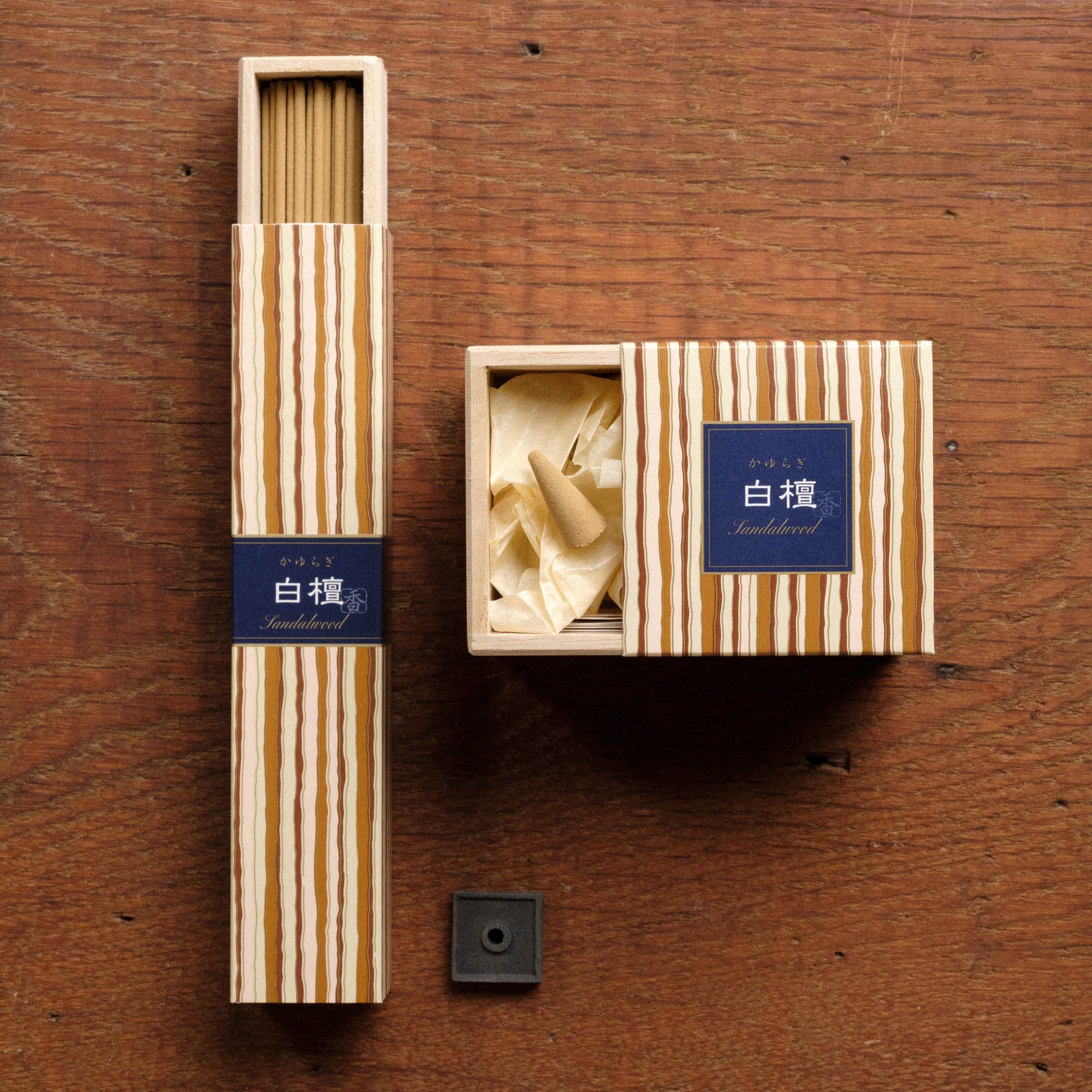 Packaged noodles with a blue label on a wooden surface