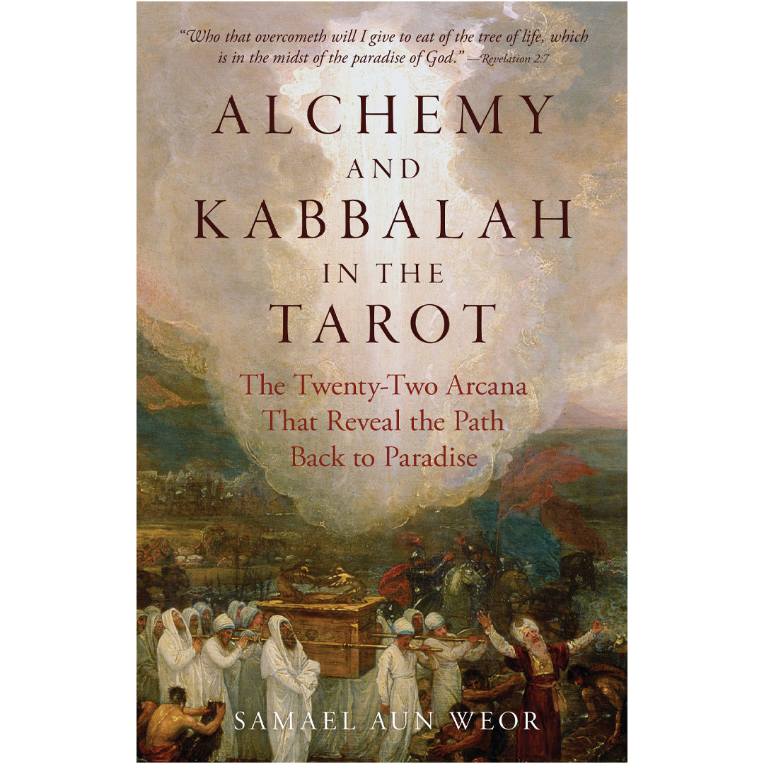 The book cover of Alchemy and Kabbalah in the Tarot by Samael Aun Weor features a classical painting with figures in ancient robes, dramatic skies, and architectural grandeur, capturing the mystique of these esoteric traditions.