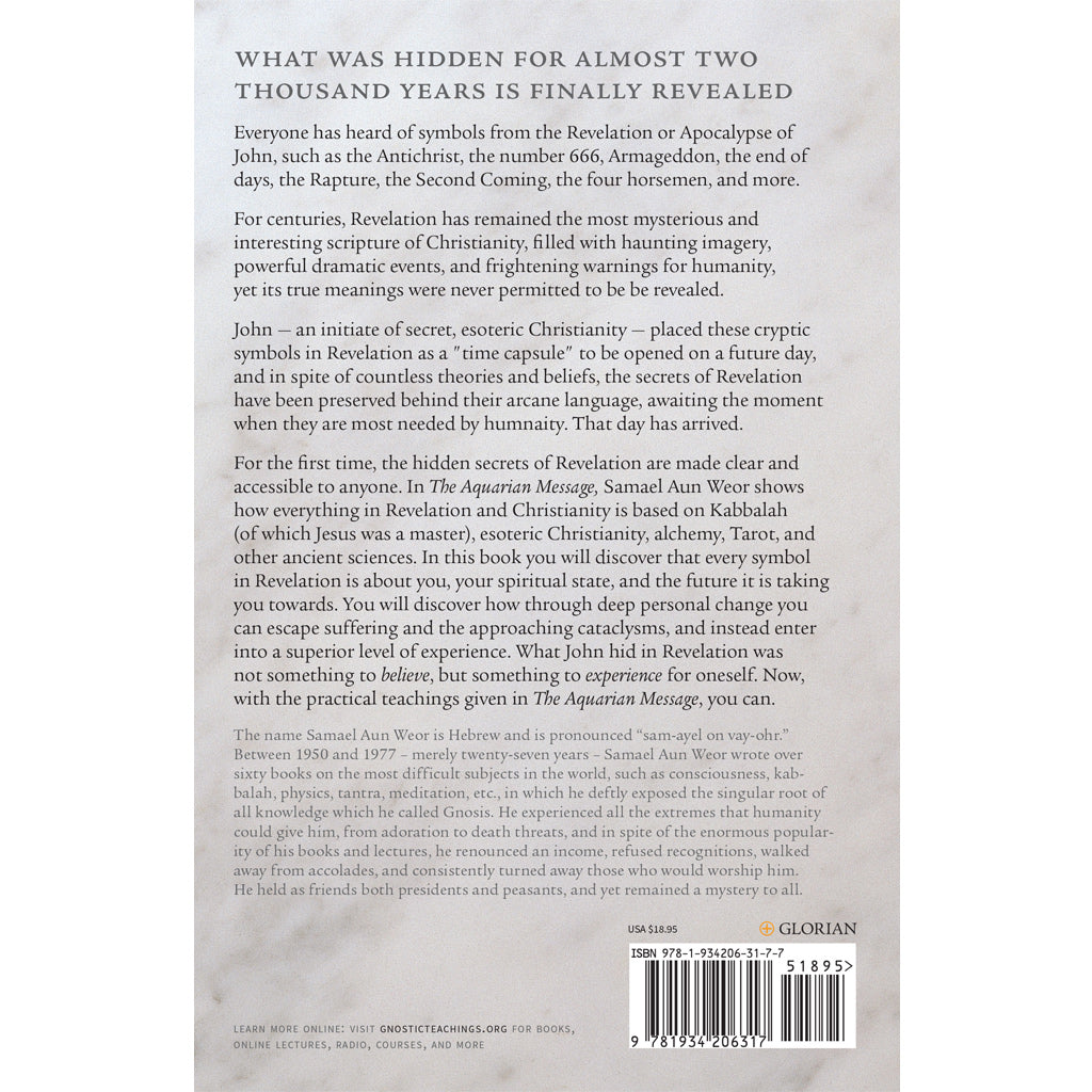 Uncover hidden truths in *Aquarian Message* as it explores the Apocalypse, revealing symbols like 666 and the Antichrist. This book links ancient Christian secrets to new interpretations of Johns visions in Revelation.