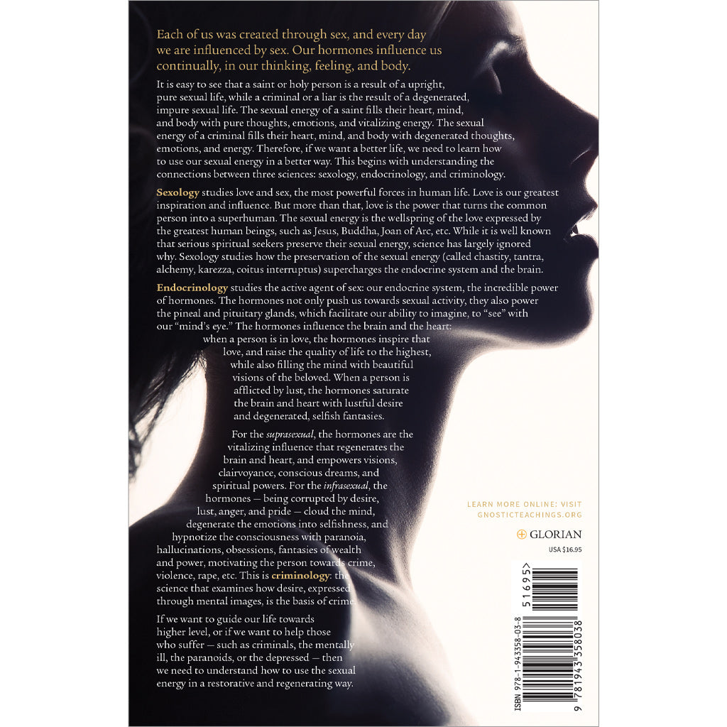 A book cover with a womans face silhouette on black, titled Sexology, The Basis of Endocrinology and Criminology, explores sex and hormones through the lenses of sociology, psychology, and endocrinology with insights from sexology.